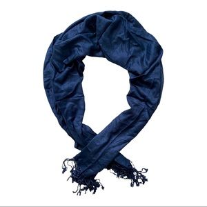 Navy Blue Fringe Scarf